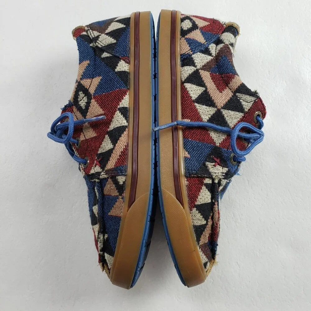 Twisted X Hooey Loper Shoe Kids 2 Blue Red Southwest Aztec Lace Up Moc Girl Boy